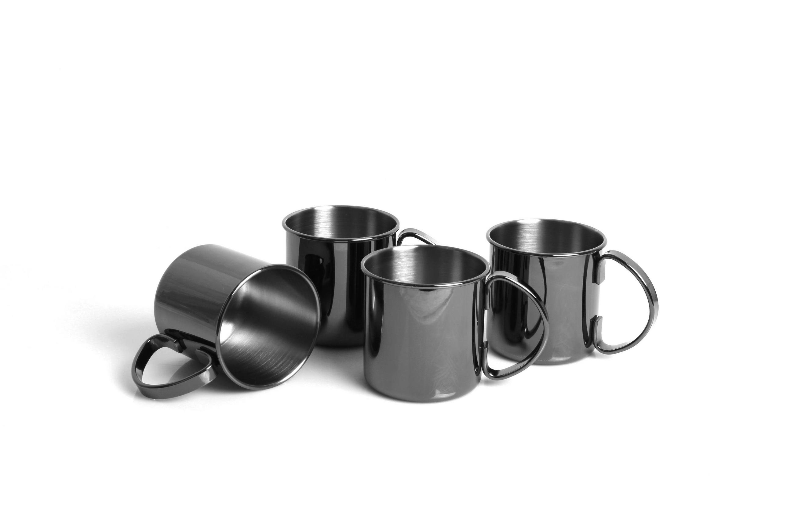 BECHERSET  4-teilig  - Schwarz, Basics, Metall (13,7/8,9/9cm) - Echtwerk