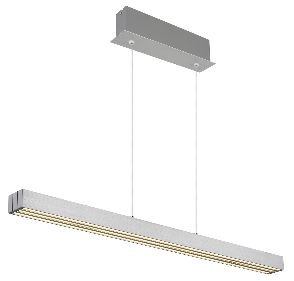 LED-HÄNGELEUCHTE 95-150/7,5/80-150 cm    - Opal/Alufarben, Design, Kunststoff/Metall (95-150/7,5/80-150cm) - Globo