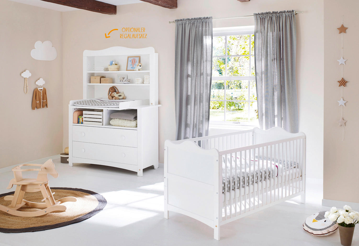 BABYZIMMER PINOLINO FLORENTINA  - Weiß, ROMANTIK / LANDHAUS, Holz/Holzwerkstoff - Pinolino