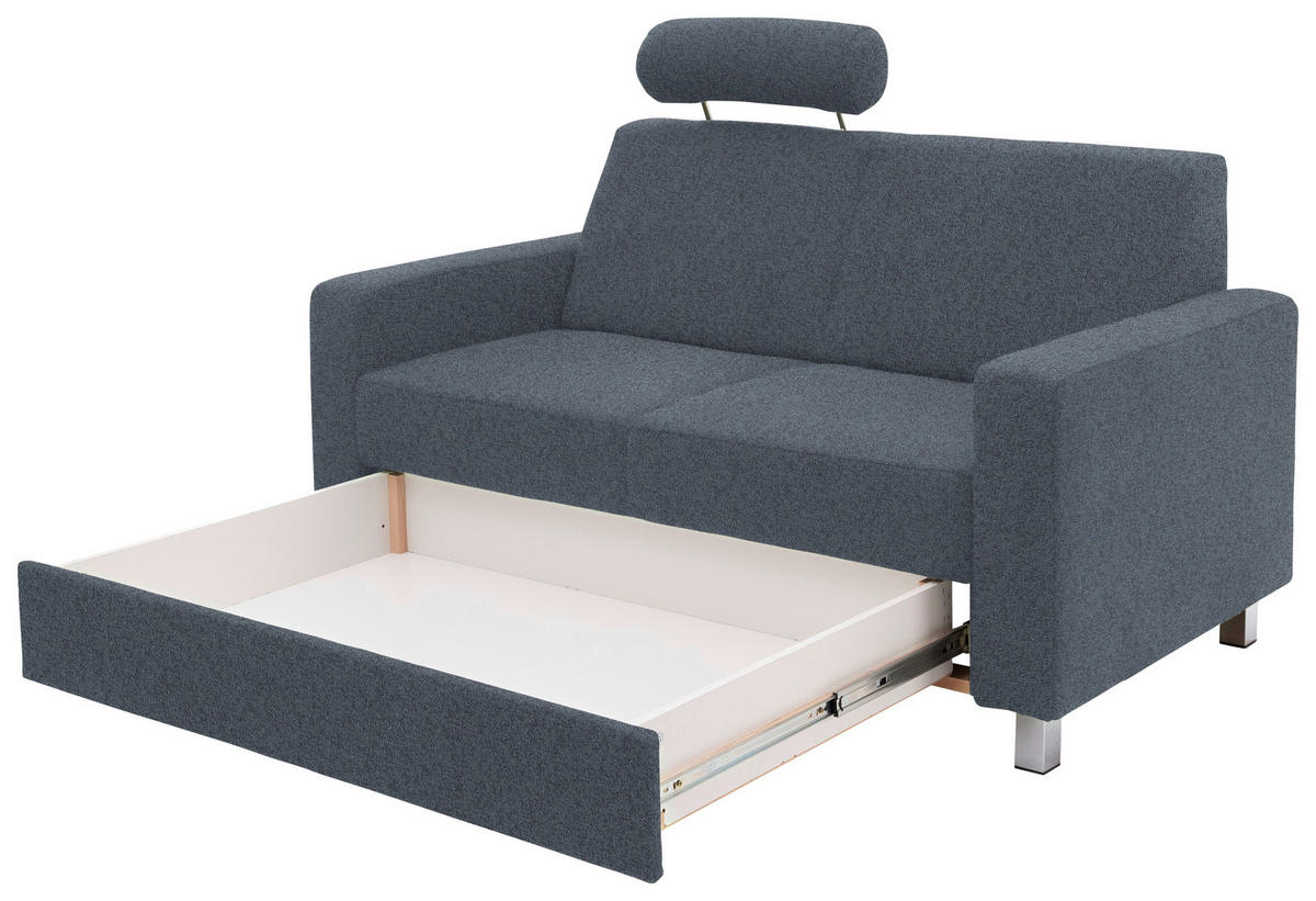 2-SITZER-SOFA in Flachgewebe Blau  - Chromfarben/Blau, Design, Textil/Metall (158/83/85cm) - Xora