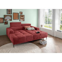 ECKSOFA in Chenille Rot  - Rot/Schwarz, Konventionell, Textil/Metall (200/188cm) - Livetastic