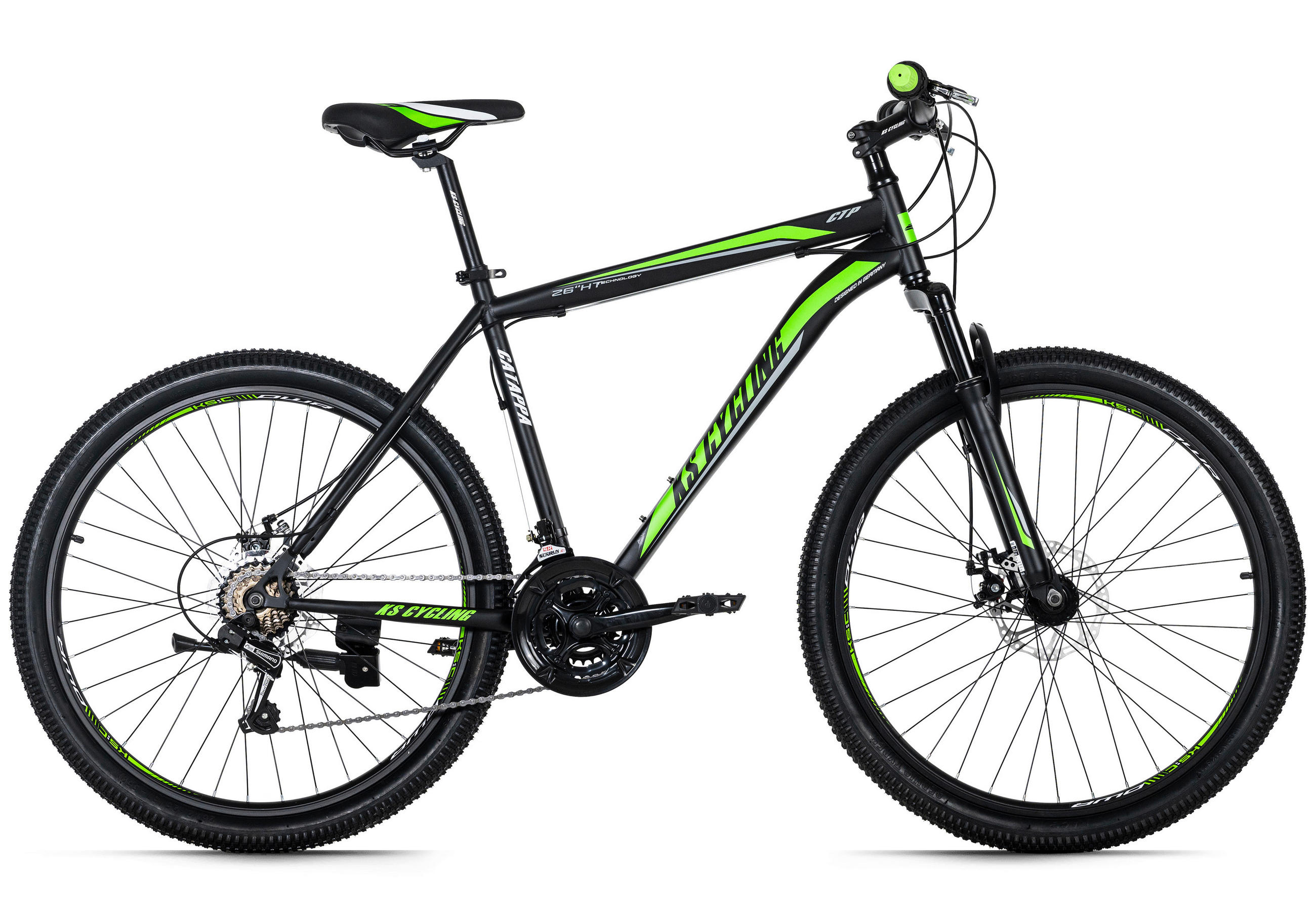 MOUNTAINBIKE 26 Zoll  - Schwarz/Grün, Basics, Metall (134/20,5/74cm) - KS Cycling