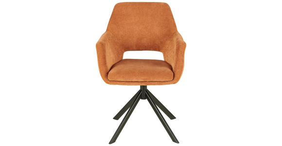 ARMLEHNSTUHL in Eisen Webstoff - Schwarz/Braun, Design, Textil/Metall (55/88/61cm) - Novel