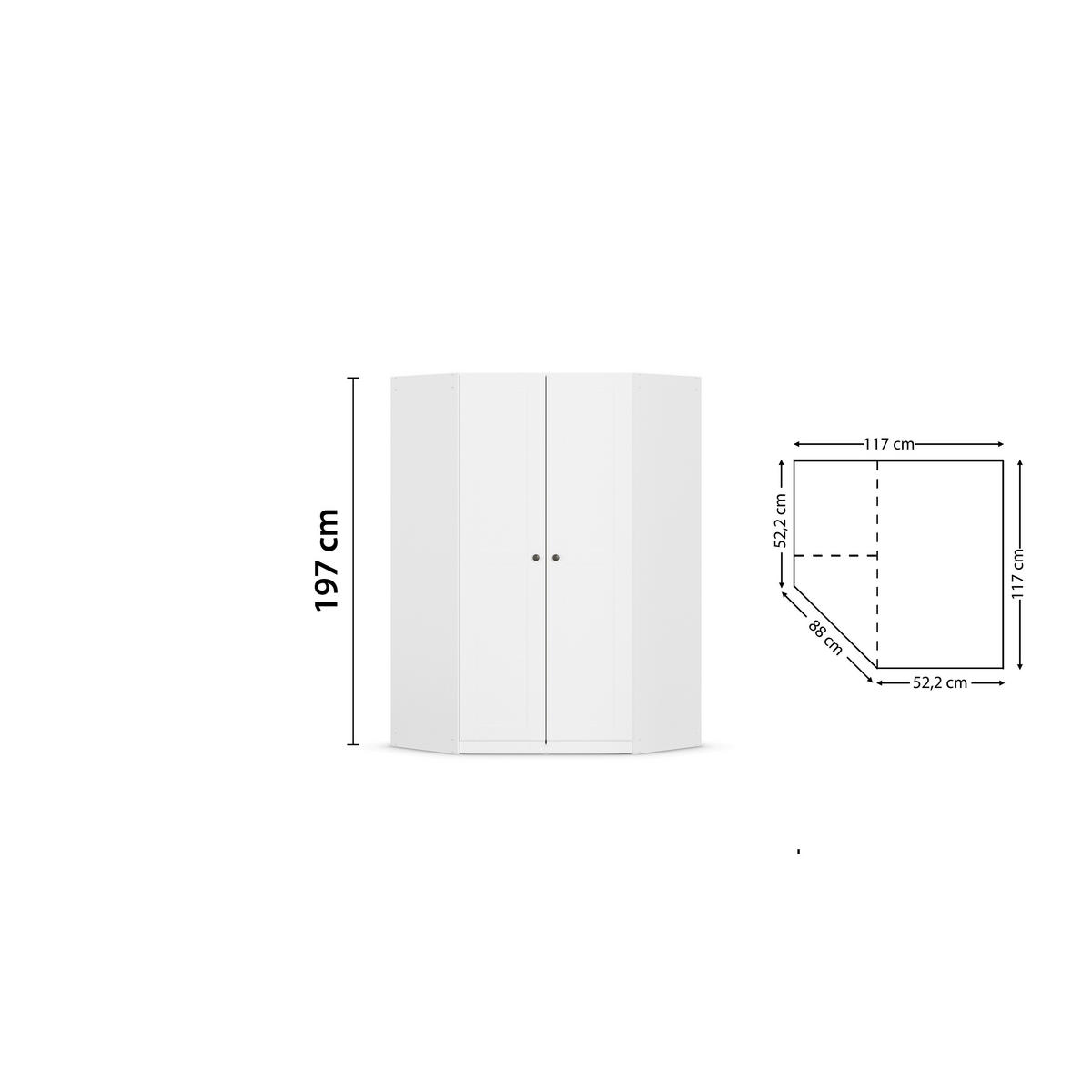 DREHTÜRENSCHRANK 117/197/54 cm,  in Weiß, 2-türig  - Schwarz/Weiß, KONVENTIONELL, Holzwerkstoff/Kunststoff (117/197/54cm) - home24