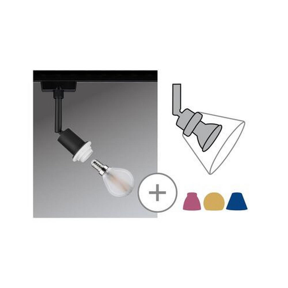 SCHIENENSYSTEM-STRAHLER Urail 4,4/16,3 cm   - Schwarz, Design, Kunststoff/Metall (4,4/16,3cm) - Paulmann