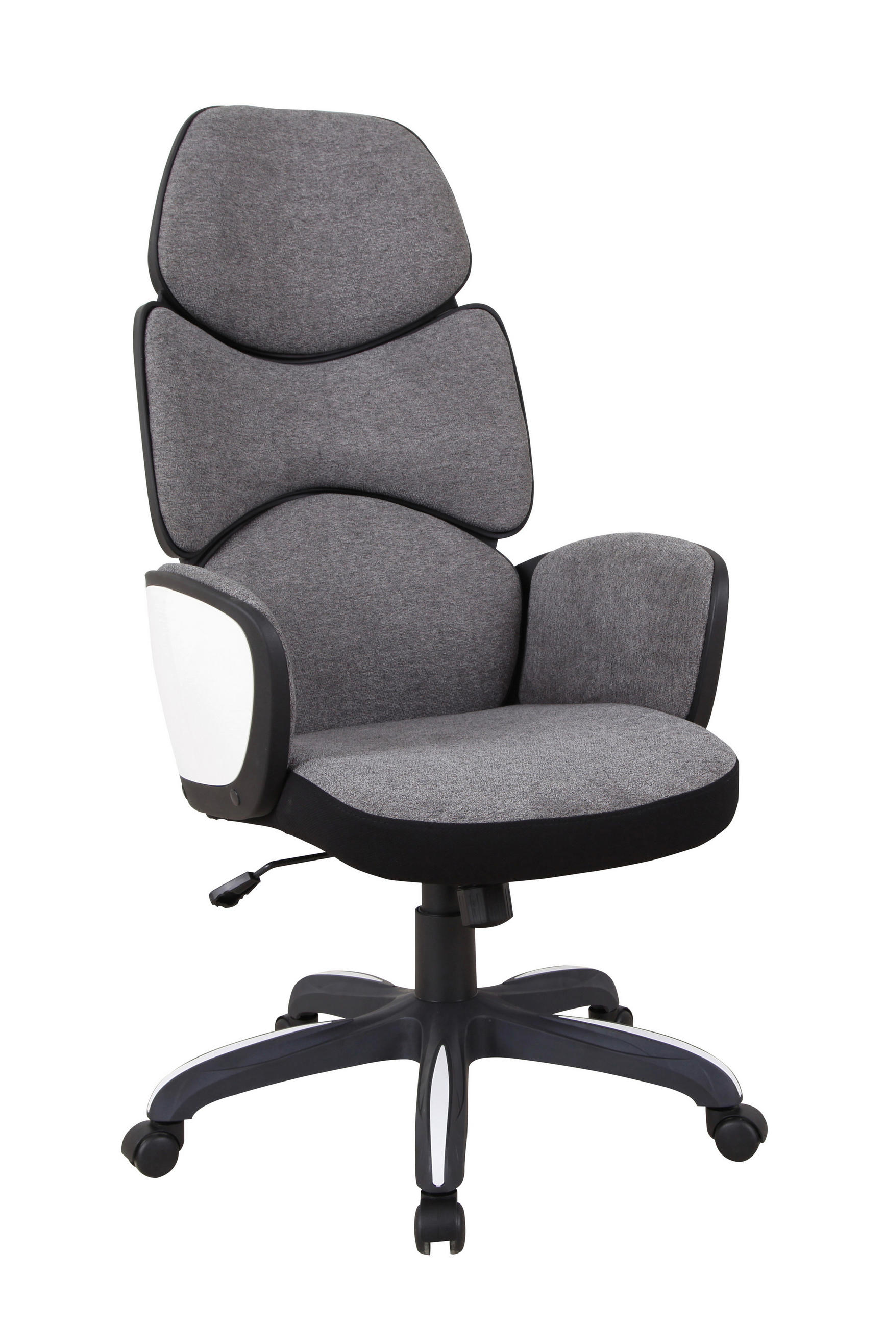 KANCELÁRSKE KRESLO, tkaná textília, sivá, čierna, biela - čierna/sivá, Konventionell, kov/textil (64/118,5-128/69cm) - Carryhome