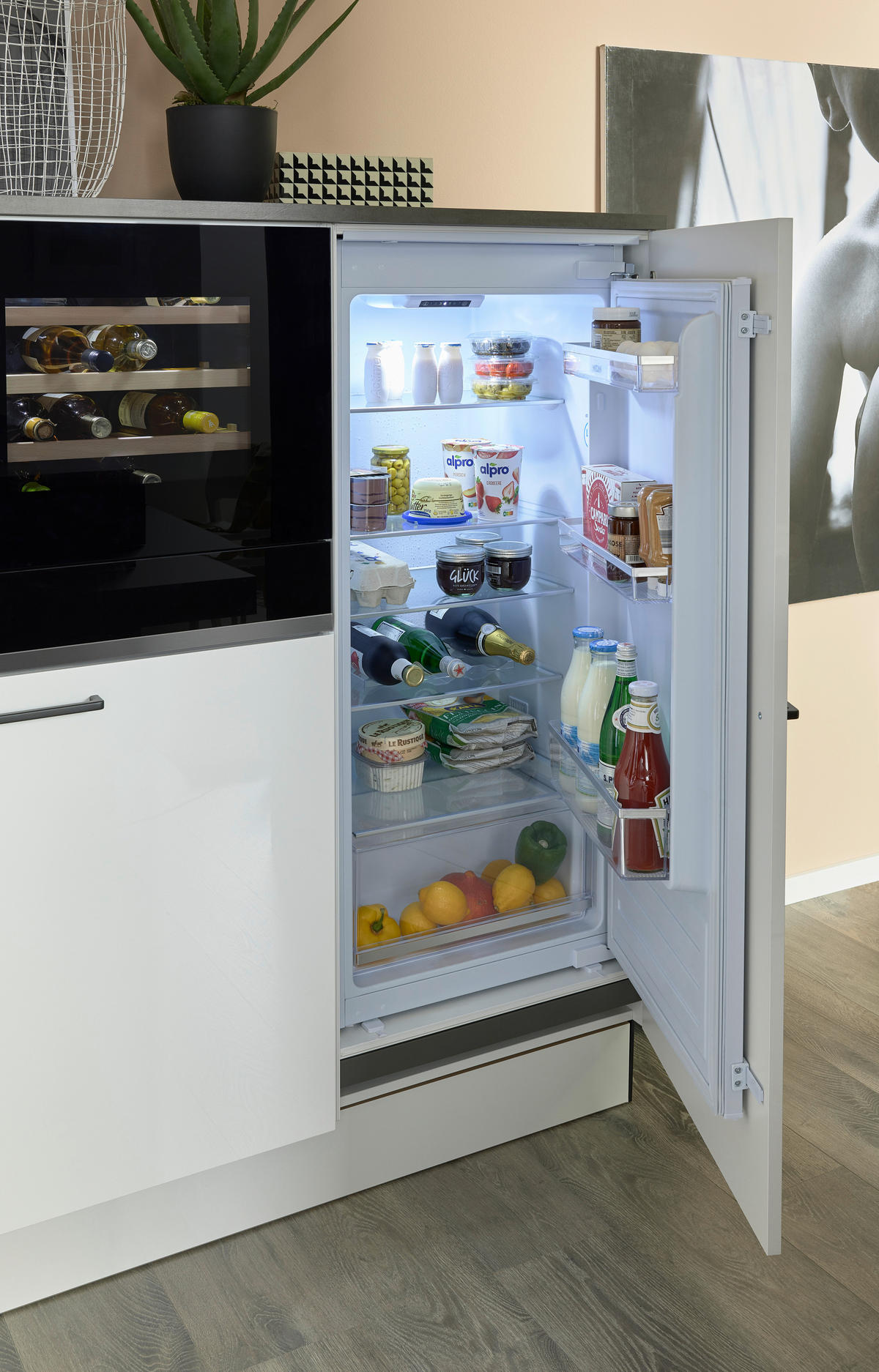 EINBAUKÜCHE L16  - Weiß Hochglanz/Grau, Design, Holzwerkstoff - Dieter Knoll