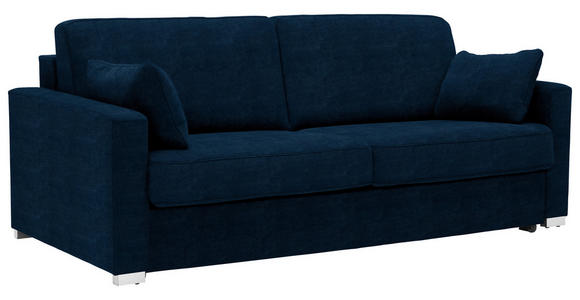 SCHLAFSOFA Webstoff Dunkelblau  - Chromfarben/Dunkelblau, KONVENTIONELL, Textil/Metall (208/86/97cm) - Novel