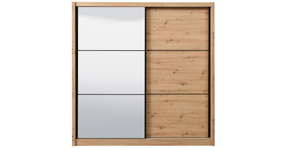 SCHIEBETÜRENSCHRANK 213/215,5/60 cm 2-türig Eiche Artisan  - Schwarz/Eiche Artisan, Basics, Glas/Holzwerkstoff (213/215,5/60cm) - Xora