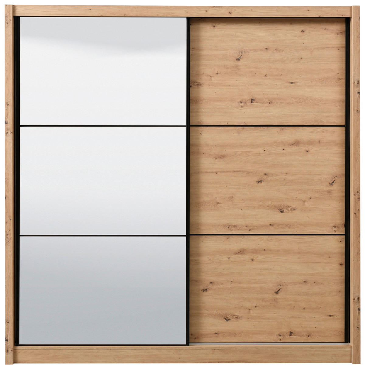 SCHIEBETÜRENSCHRANK 213/215,5/60 cm 2-türig Eiche Artisan  - Schwarz/Eiche Artisan, Basics, Glas/Holzwerkstoff (213/215,5/60cm) - Xora