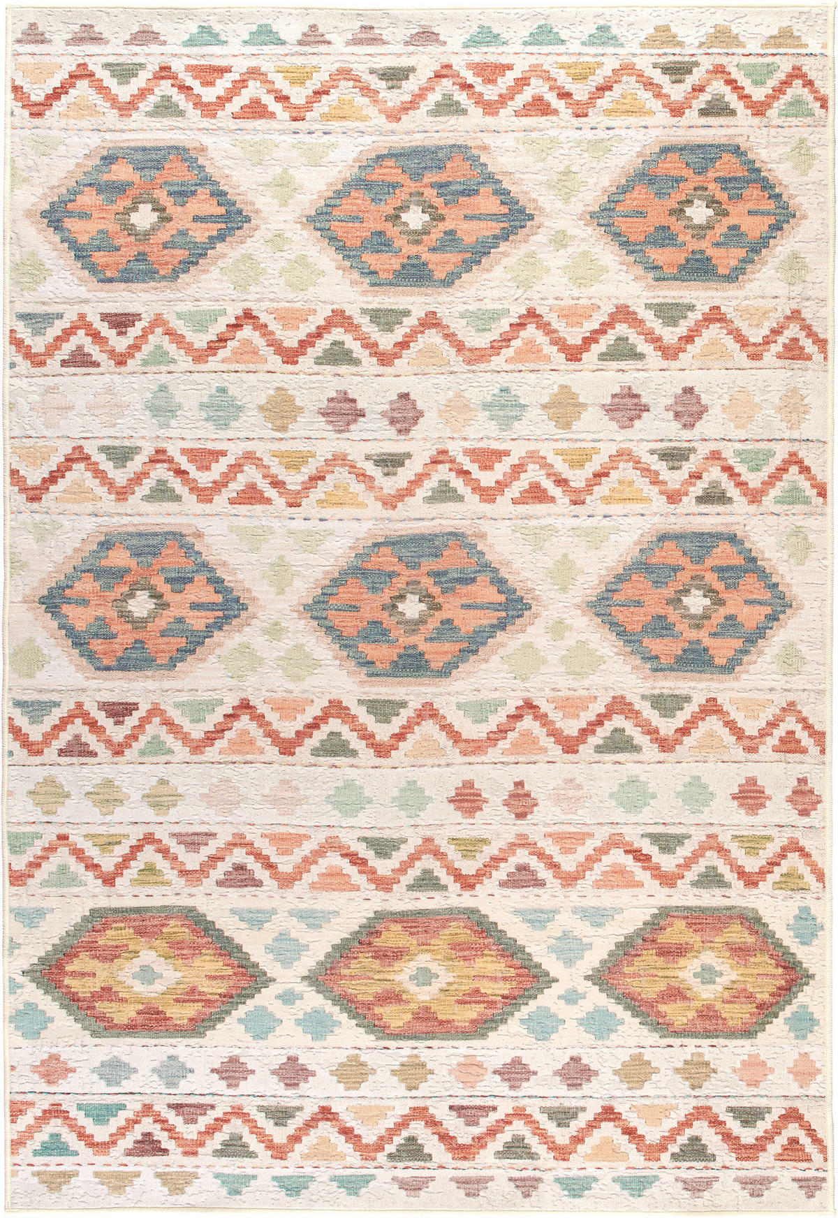 VINTAGE-TEPPICH Ondea Ramizh 130/190 cm  in Terracotta, Perlmutt, Graublau  - Graublau/Perlmutt, LIFESTYLE, Kunststoff/Textil (130/190cm) - Lindorug