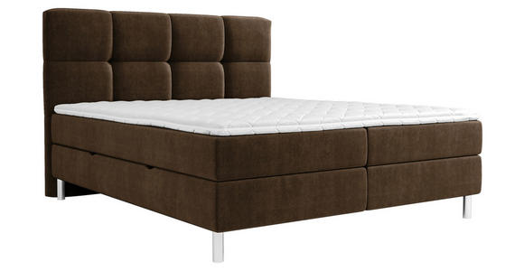 BOXBETT 180/200 cm  in Dunkelbraun  - Chromfarben/Dunkelbraun, Design, Holz/Holzwerkstoff (180/200cm) - Esposa