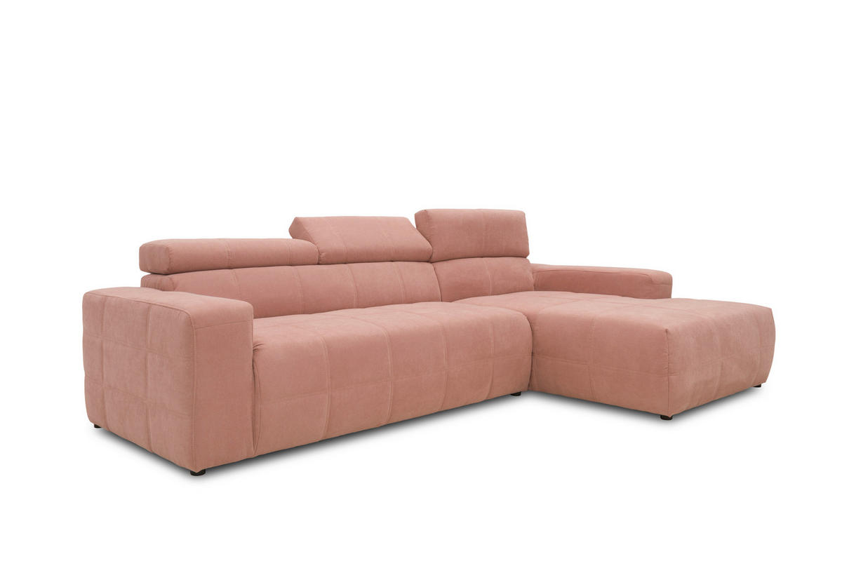ECKSOFA Rosa Mikrofaser  - Schwarz/Rosa, Design, Kunststoff/Textil (285/175cm) - MID.YOU