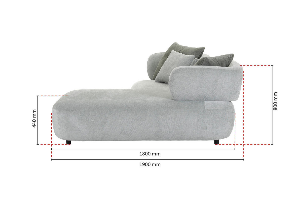 ECKSOFA Mintgrün Flachgewebe Zierkissen, Rückenkissen, Rücken echt, Sitztiefenverstellung  - Salbeigrün/Schwarz, MODERN, Kunststoff/Textil (240/190cm) - Ambia Home