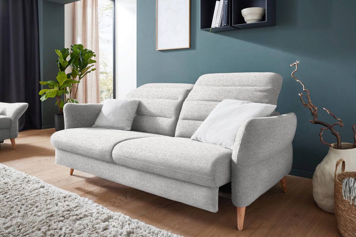 2-SITZER-SOFA in Webstoff Ecru  - Ecru/Eiche Bianco, Design, Holz/Textil (192-220/85-106/98-112cm) - Dieter Knoll