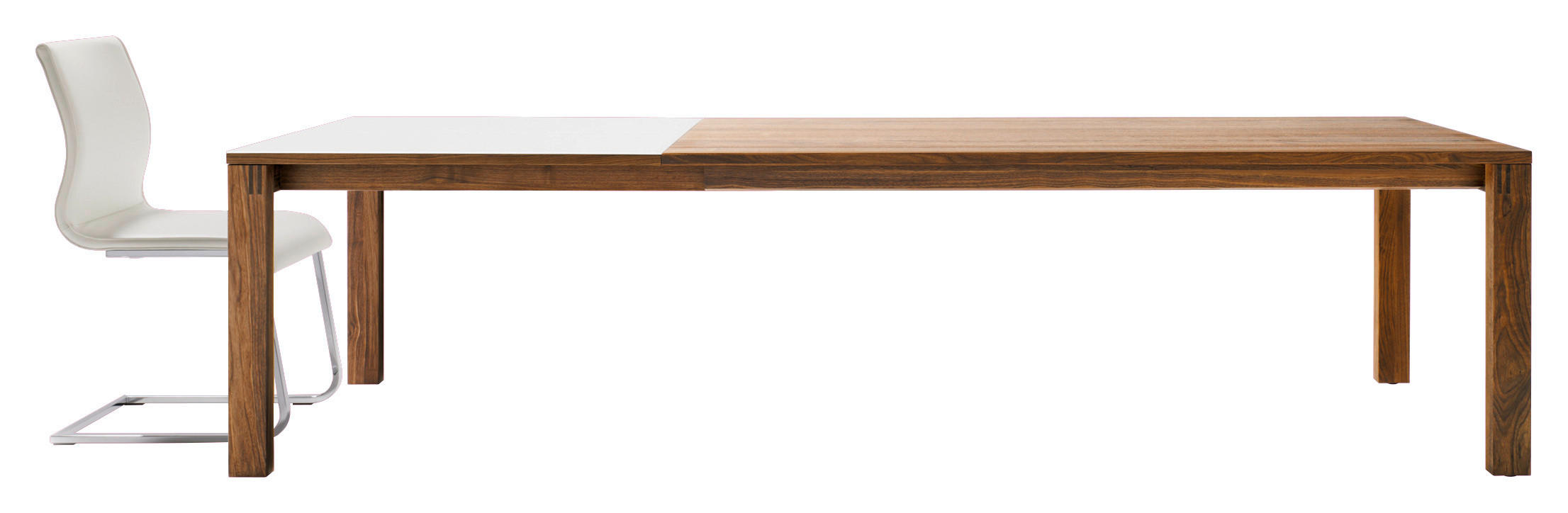 ESSTISCH in Holz, Glas 160(260)/110/75 cm  - Nussbaumfarben/Weiß, Design, Glas/Holz (160(260)/110/75cm) - Team 7