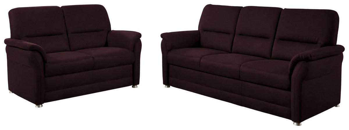 SITZGARNITUR Mikrofaser Dunkelbraun  - Dunkelbraun/Alufarben, KONVENTIONELL, Textil/Metall (192/96/89cm) - Beldomo Comfort