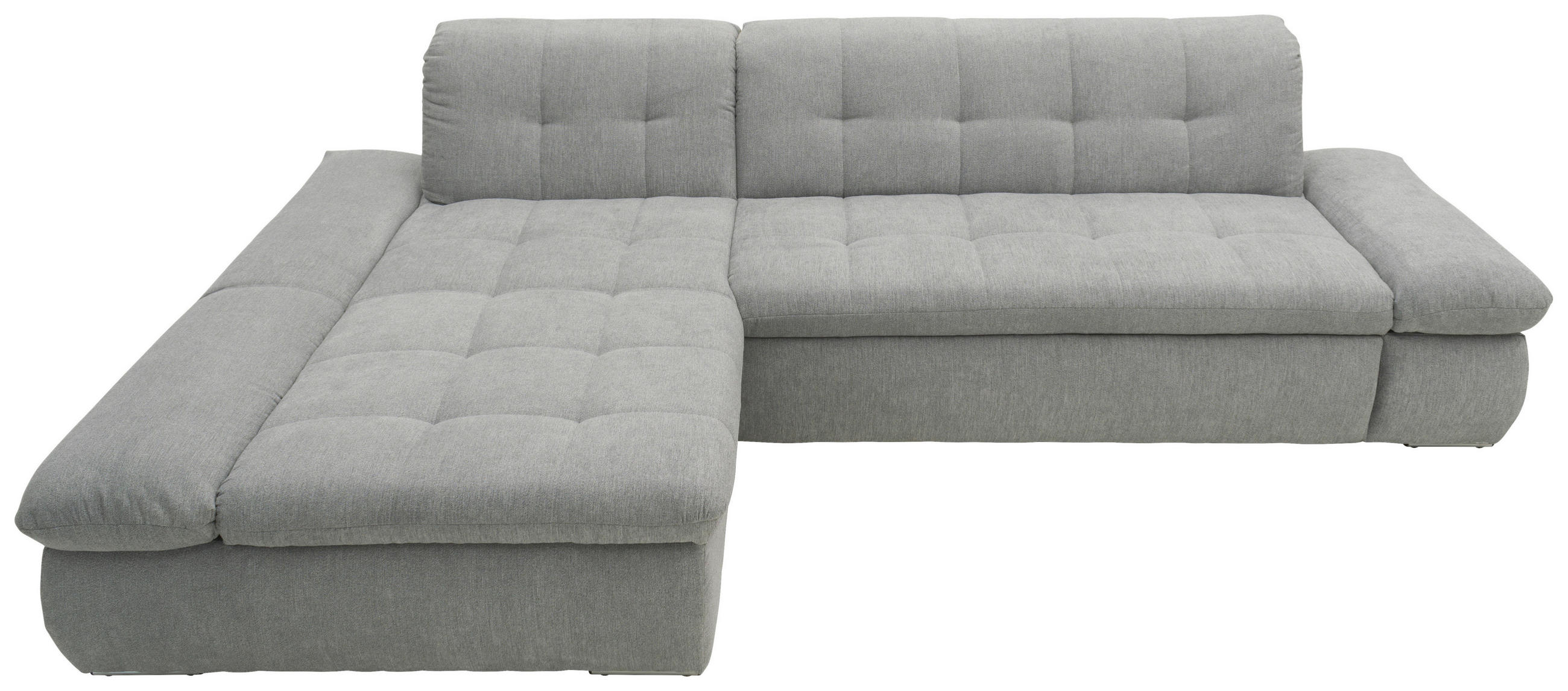 ECKSOFA Grau Mikrofaser  - Chromfarben/Grau, KONVENTIONELL, Textil/Metall (172/300cm) - MID.YOU