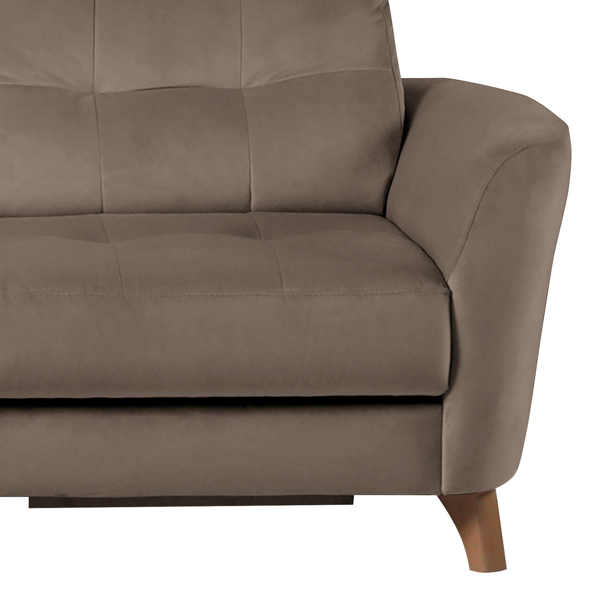 ECKSOFA Beige Samt Bettkasten, Schlaffunktion, Liegefläche im Originalstoff  - Beige/Buchefarben, Design, Holz/Textil (168/238cm) - Livetastic