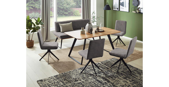 SITZBANK 180/87/64 cm  in Grau, Schwarz, Eichefarben  - Eichefarben/Schwarz, Design, Holz/Textil (180/87/64cm) - Voleo