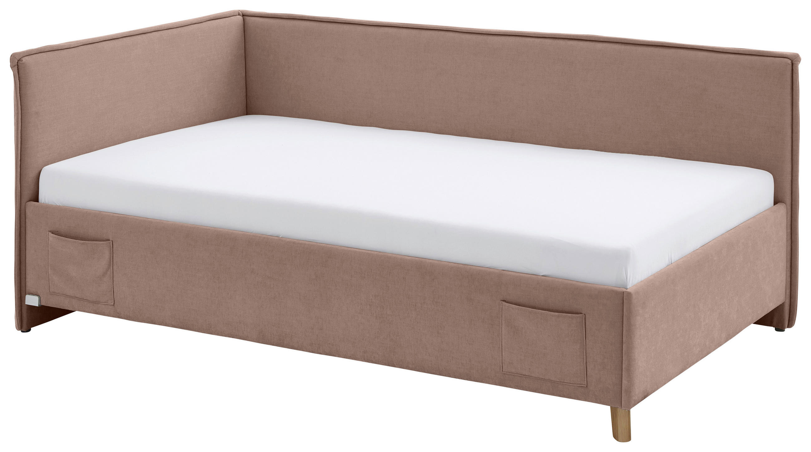 POLSTERLIEGE Flachgewebe Rosa  - Eichefarben/Birkefarben, KONVENTIONELL, Holz/Textil (120/200cm) - Stylife