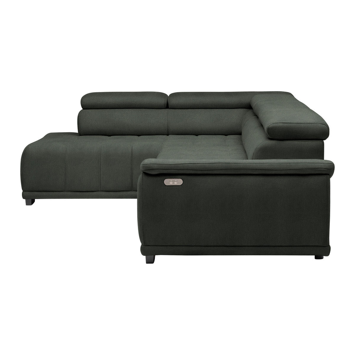 HÖRNSOFFA i chenille, vävt tyg mörkgrön  - svart/mörkgrön, Modern, textil/plast (106/283cm) - MID.YOU