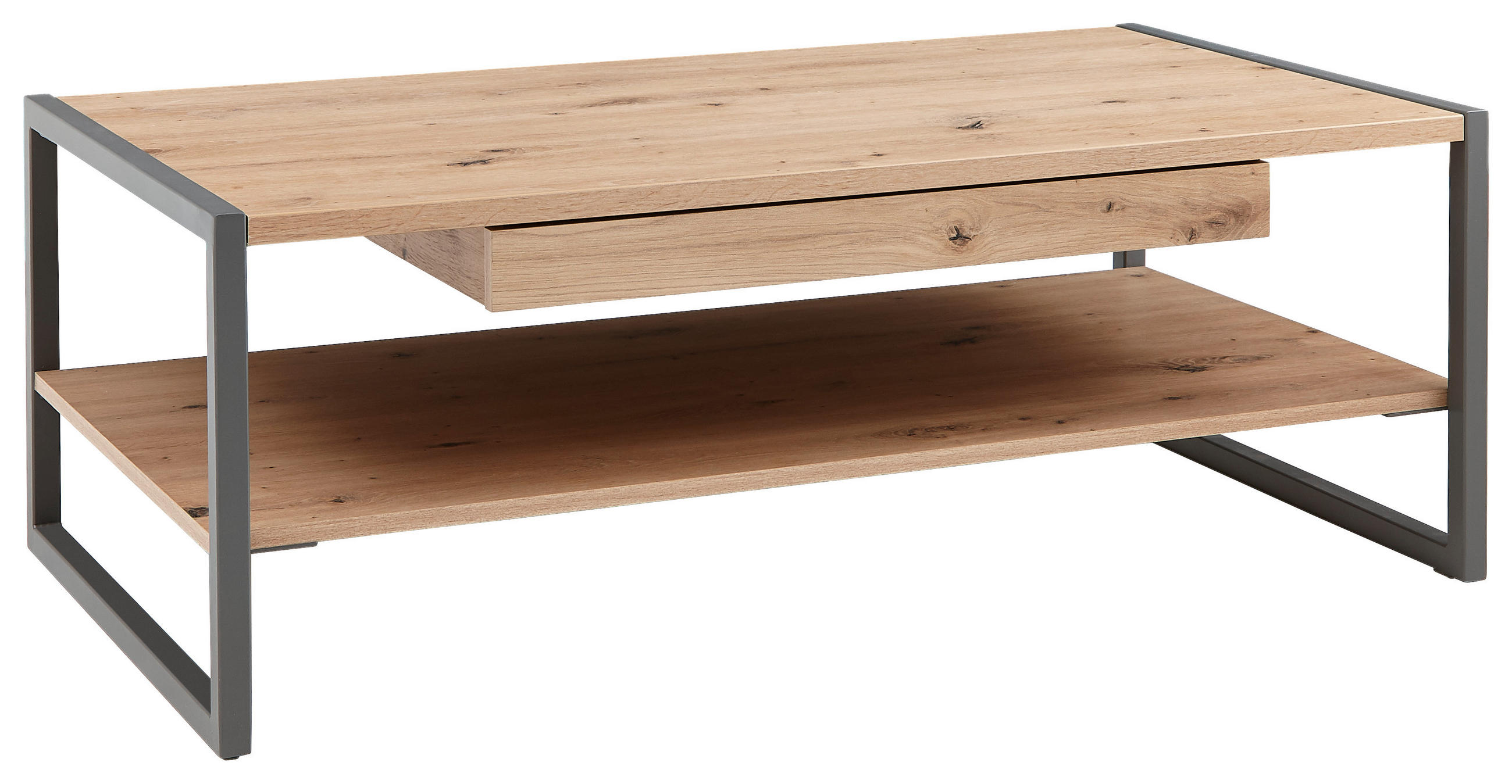 COUCHTISCH rechteckig Eiche Artisan 110/60/40 cm - Eiche Artisan/Grau, Design, Metall (110/60/40cm) - Hom`in