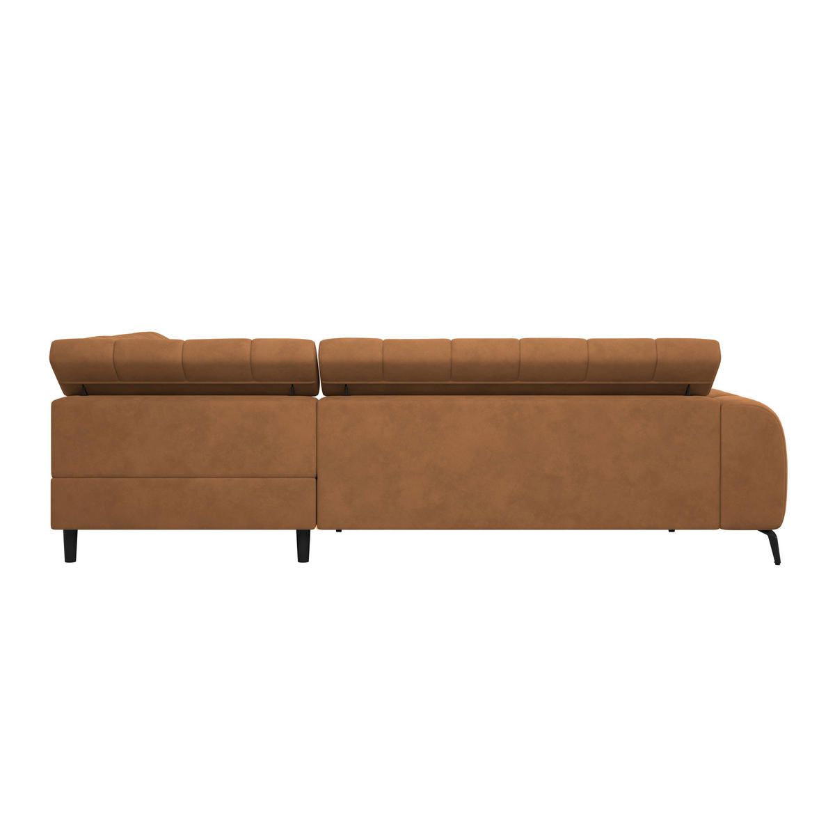 ECKSOFA Cognac  - Cognac/Schwarz, Trend, Kunststoff/Textil (261/203cm) - Livetastic