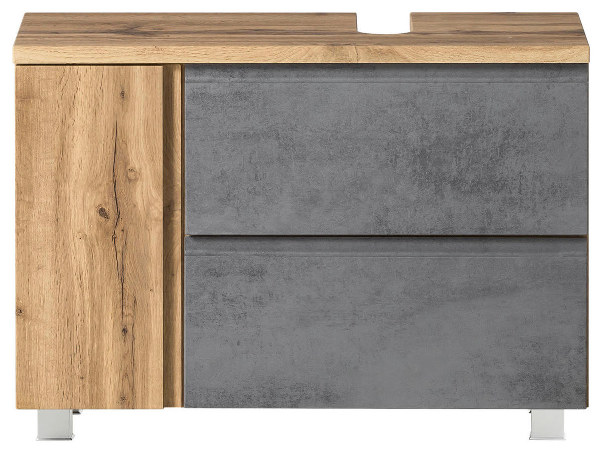 SKRINKA POD UMÝVADLO, 85/56/35 cm - svetlosivá/dub wotan, Modern, kompozitné drevo (85/56/35cm) - Held