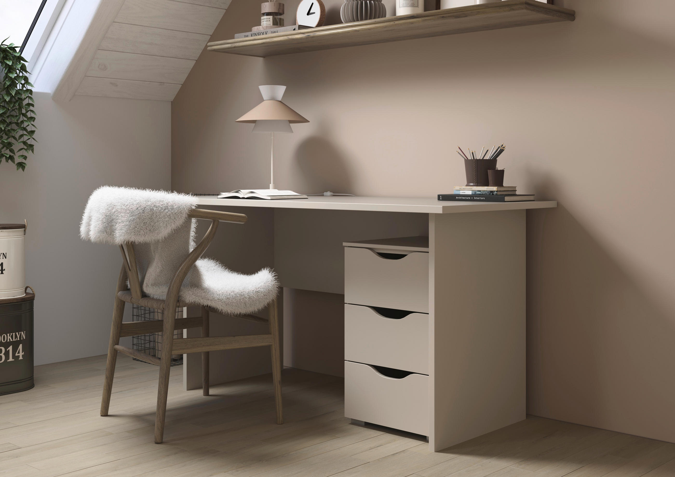 SCHREIBTISCH 140/66/75 cm  in Champagner  - Champagner, Basics, Holzwerkstoff (140/66/75cm) - Boxxx