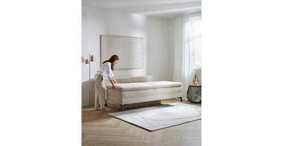 BOXSPRINGSOFA Charlize in Cord Beige  - Beige/Schwarz, Design, Textil/Metall (200/100/108cm) - Novel