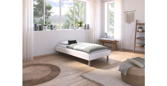 BETT 100/200 cm in Weiß - Alufarben/Weiß, Design, Holzwerkstoff/Metall (100/200cm) - Carryhome