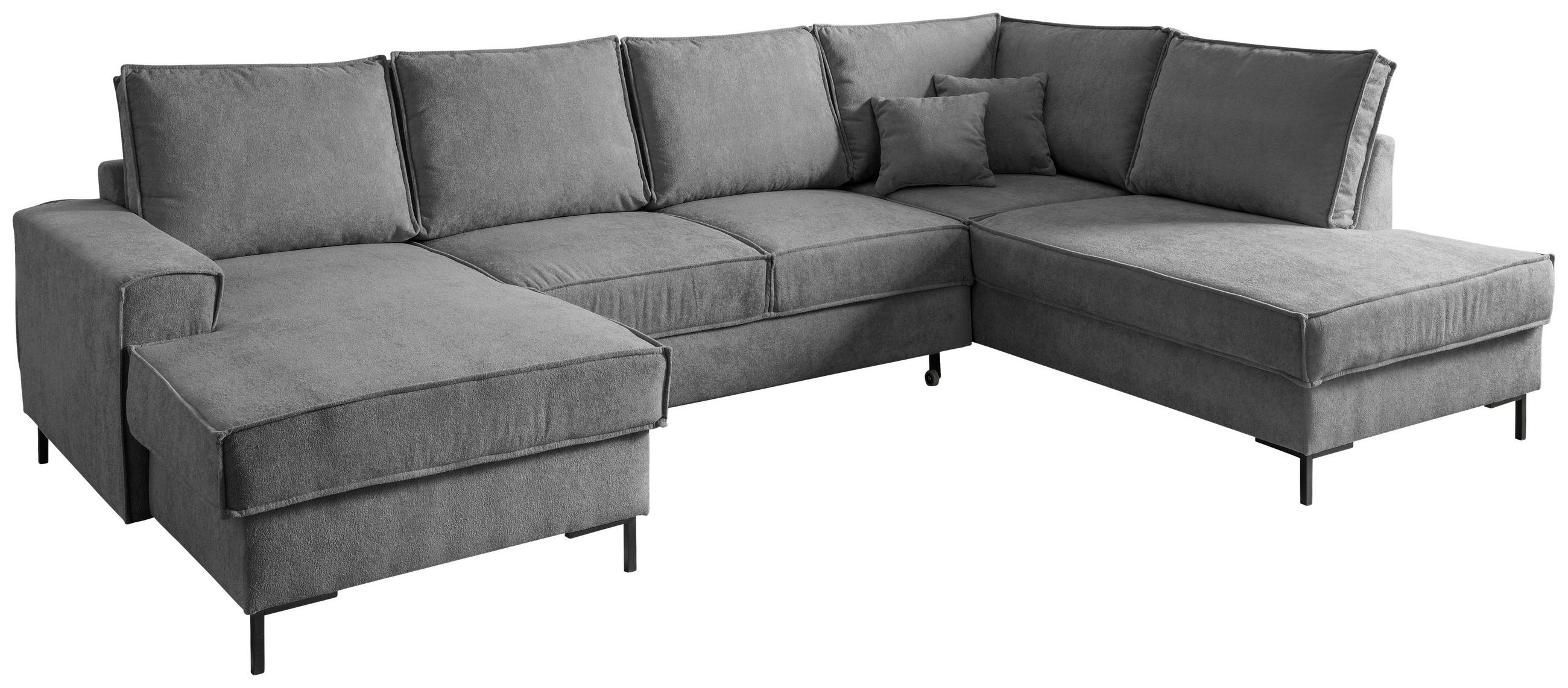 WOHNLANDSCHAFT Anthrazit Mikrofaser  - Anthrazit/Schwarz, MODERN, Textil/Metall (150/309/198cm) - MID.YOU