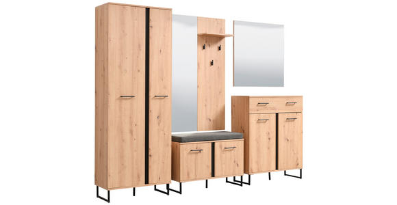 GARDEROBE 5-teilig  in 260/194,5/35 cm  - Schwarz/Eiche Artisan, Basics, Holzwerkstoff (260/194,5/35cm) - Carryhome