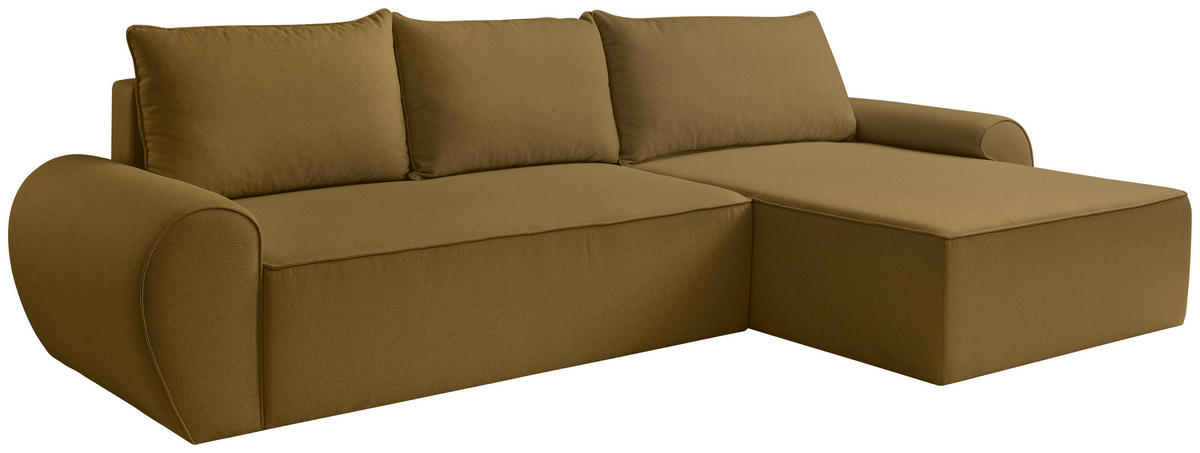ECKSOFA Senfgelb Flachgewebe  - Senfgelb/Schwarz, KONVENTIONELL, Kunststoff/Textil (292/173cm) - Carryhome
