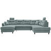 WOHNLANDSCHAFT in Chenille Blau  - Blau/Schwarz, Modern, Holz/Textil (176/338/206cm) - Livetastic
