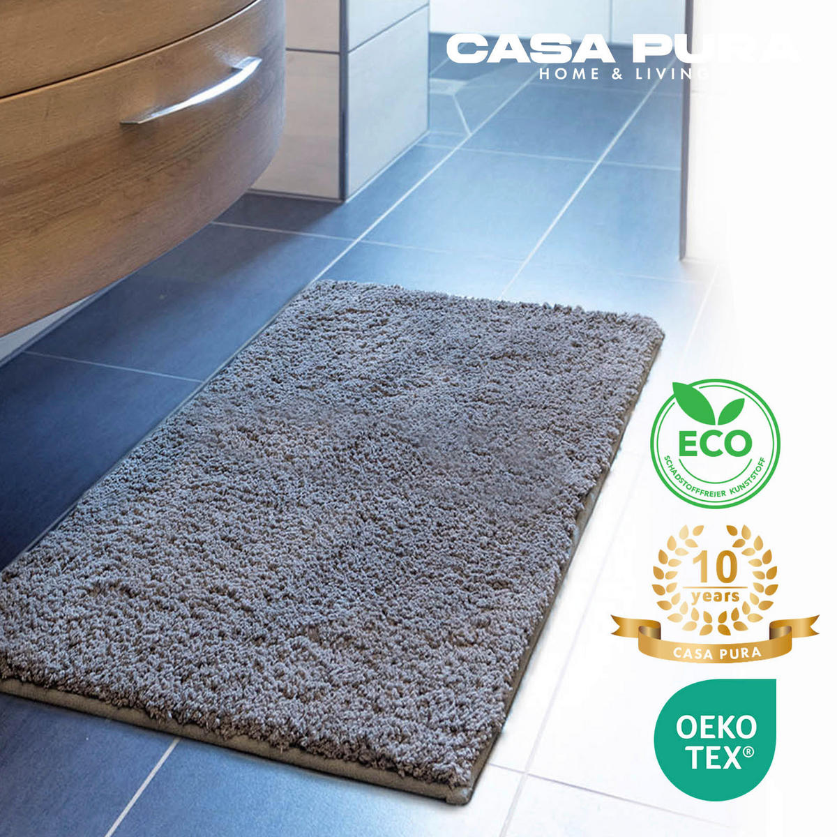 BADEMATTE SKY Dunkelgrau 80/150 cm  - Dunkelgrau, Basics, Kunststoff/Textil (80/150cm) - Floordirekt