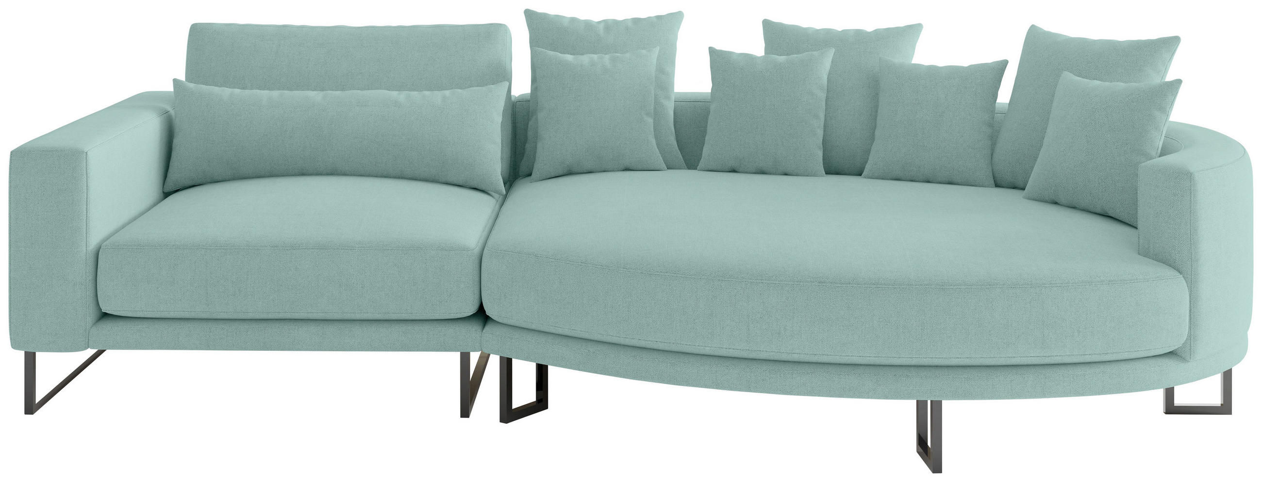 BIGSOFA Natalia Webstoff Türkis  - Türkis/Schwarz, Design, Textil/Metall (283/150cm) - Livetastic