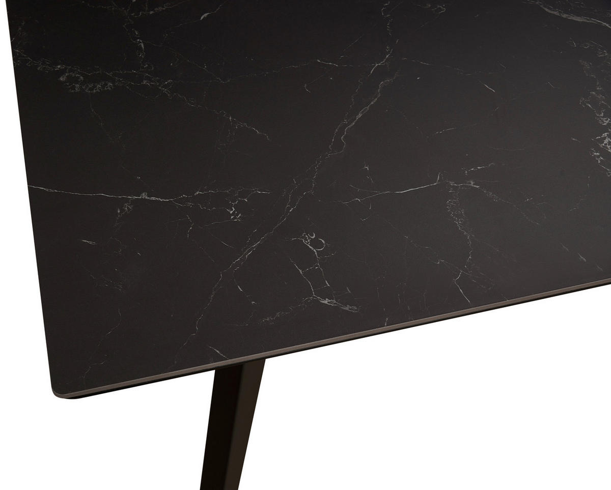 ESSTISCH Schwarz rechteckig  ausziehbar  - Schwarz, MODERN, Keramik/Holzwerkstoff (160/90/76cm) - MID.YOU