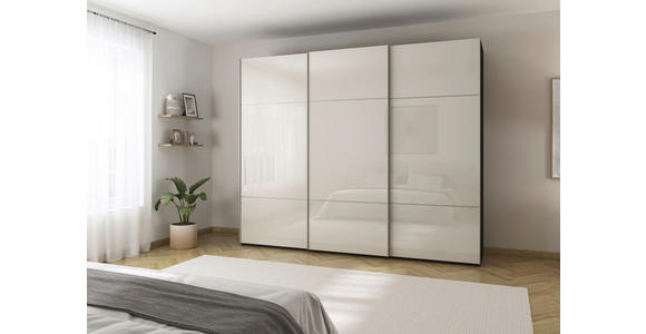 SCHWEBETÜRENSCHRANK in Schwarz, Champagner - Champagner/Alufarben, KONVENTIONELL, Glas/Holzwerkstoff (242/223/68cm) - Novel