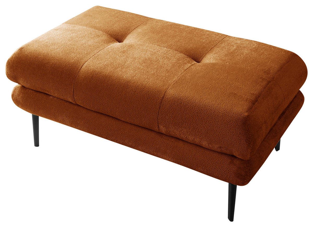 HOCKER in Textil Rostfarben  - Rostfarben/Schwarz, Design, Textil/Metall (80/48/80cm) - MID.YOU