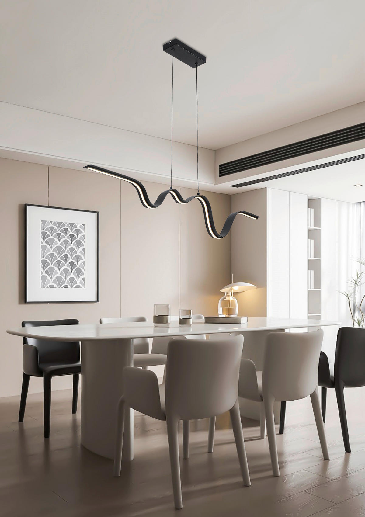 HÄNGELEUCHTE 100/8/120 cm   - Schwarz, Trend, Kunststoff/Metall (100/8/120cm) - Collet's Monde