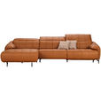 ECKSOFA in Echtleder Cognac  165/313 cm  - Cognac/Schwarz, Design, Leder/Metall (165/313cm) - Emilio Belluti
