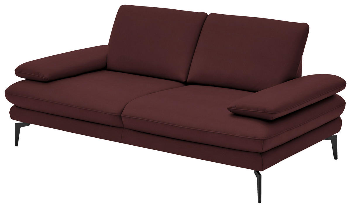 2,5-SITZER in Echtleder Beere  - Beere/Schwarz, Design, Leder/Metall (196/86/104cm) - Dieter Knoll