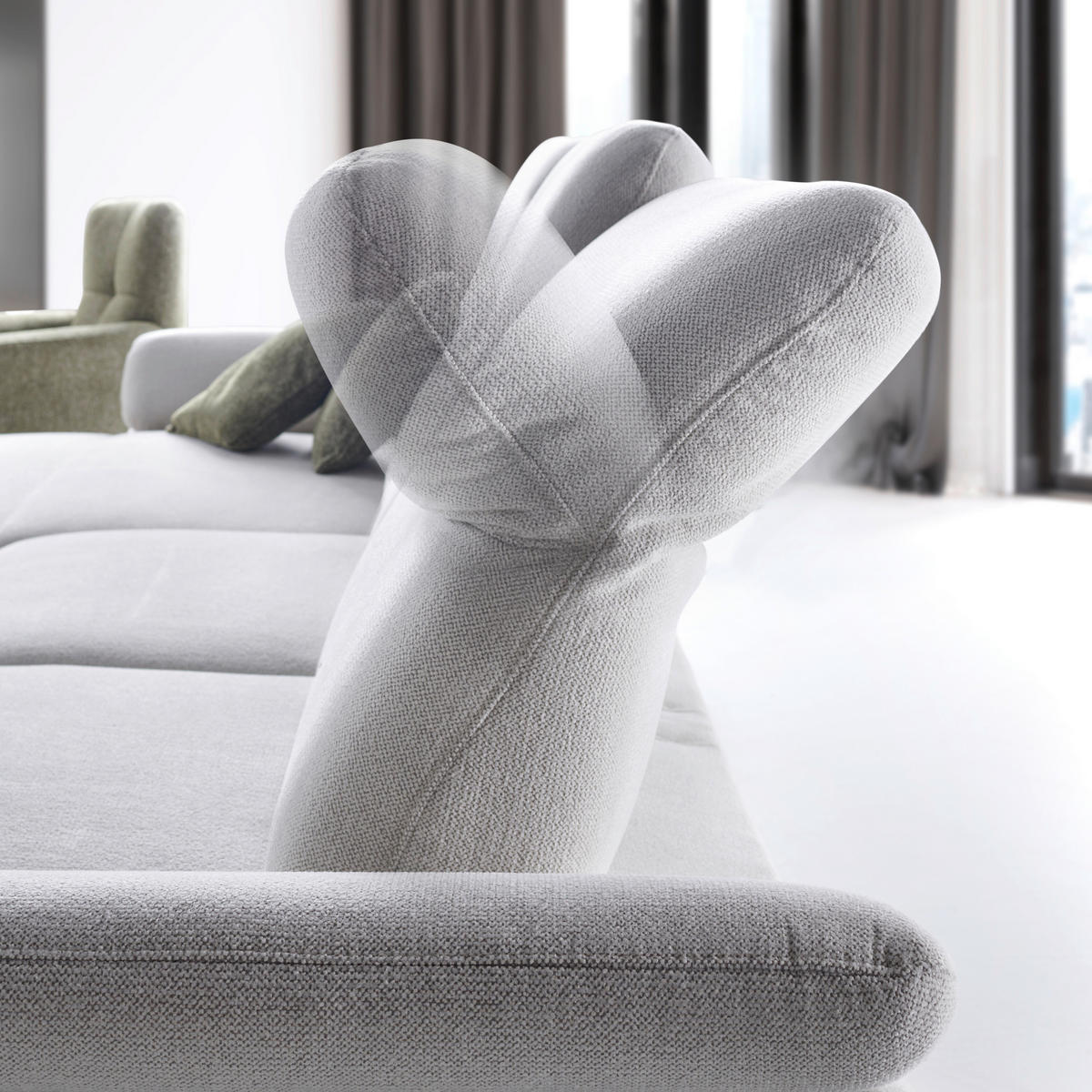 ECKSOFA in Chenille, Flachgewebe Grauweiss  - Schwarz/Grauweiss, Design, Textil/Metall (318/165cm) - Xora