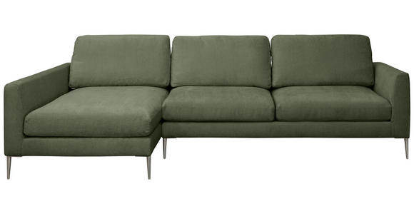 ECKSOFA Grün Chenille Rückenkissen, Rücken echt  - Silberfarben/Grün, KONVENTIONELL, Textil/Metall (143/284cm) - Carryhome