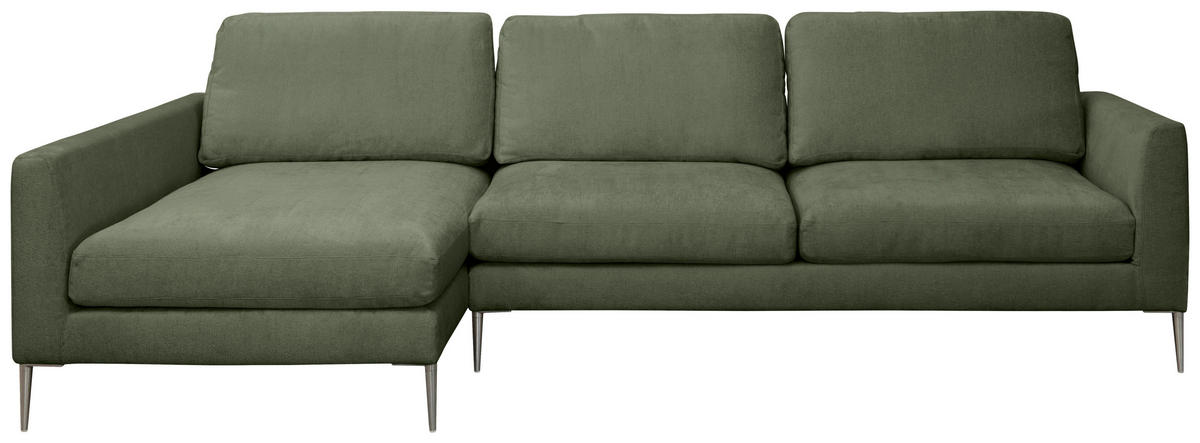 ECKSOFA Grün Chenille  - Silberfarben/Grün, KONVENTIONELL, Textil/Metall (143/284cm) - Carryhome