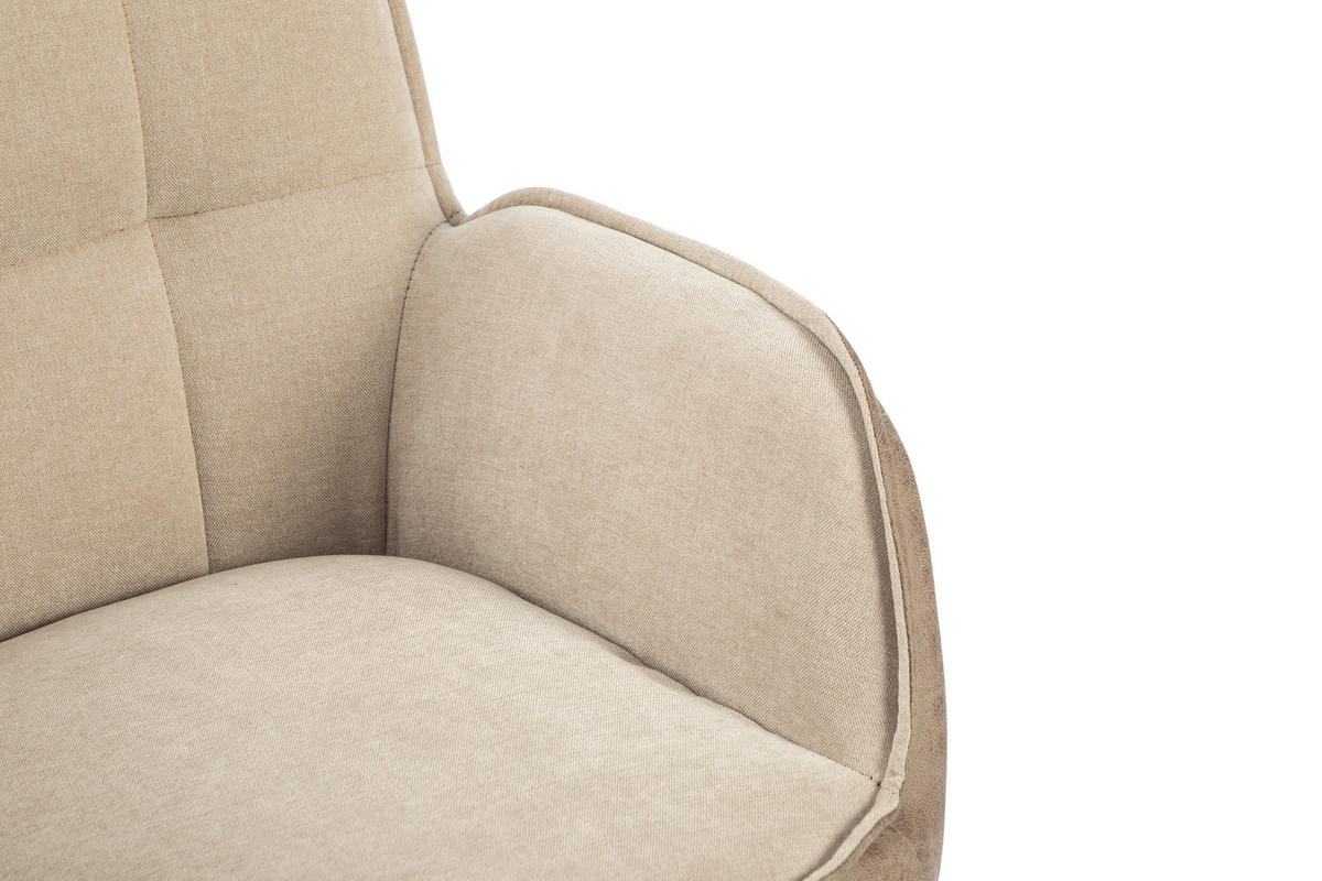ARMLEHNSTUHL  Sitzfläche 180° drehbar Webstoff  Braun, Schwarz, Beige  - Beige/Schwarz, MODERN, Textil/Metall (60/87/63cm) - MID.YOU