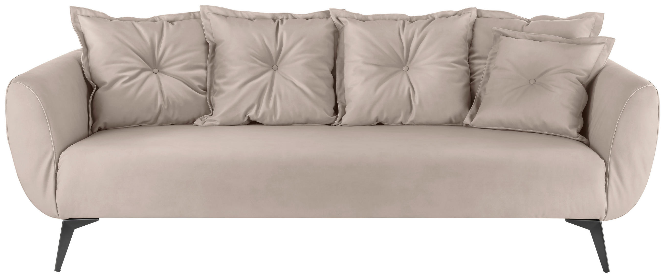 3-SITZER-SOFA Lederlook Beige  - Beige/Schwarz, MODERN, Textil/Metall (236/94/103cm) - Livetastic