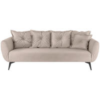 3-SITZER-SOFA in Lederlook Beige  - Beige/Schwarz, Modern, Textil/Metall (236/94/103cm) - Livetastic